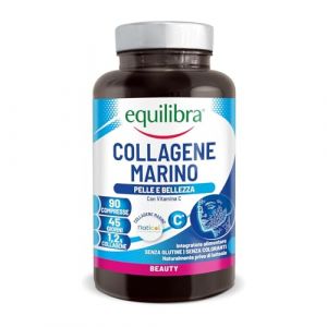 Equilibra Naticol Collagène marin hydrolysé, 90 Comprimés, 1200 mg de Collagène par dose, 80 mg de Vitamine C par dose, Collagène de Type I et III, Maintien de l'Elasticité de la Peau