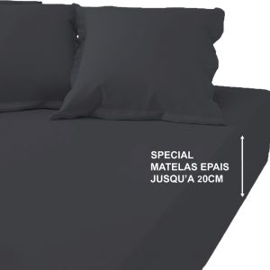 Drap-housse grand bonnet polycoton TERTIO - Anthracite