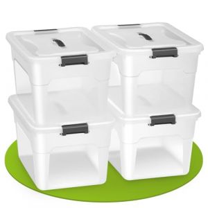 Boîte de rangement / Boîte de rangement 30 L - Plastique - 4 pièces - Couvercle inclus