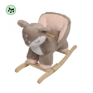 Baninni Animal &agrave; Bascule - Cerf - Peluche Bois - Marron - 12 mois &agrave; 3 ans - Int&eacute;rieur - Enfant - Mixte