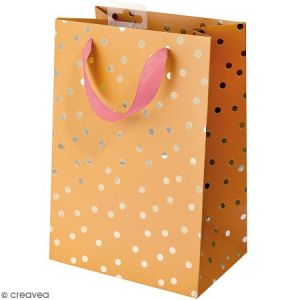 Rico Design Sac cadeau Moutarde à pois dorés - 26 x 18 cm