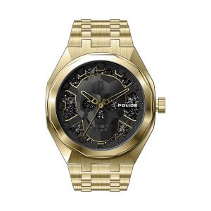 Police Montre Policier Man Pewjg2110703 Centre de crâne d'or noir en acier inoxydable or noir 3H de Kedi