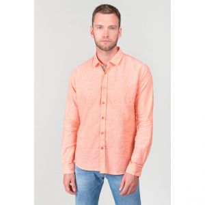 Le Temps des Cerises Chemise Chemise rodes en lin mélangé saumon
