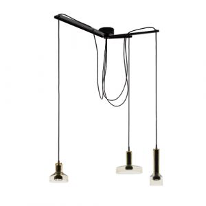 Artemide Lampe à suspension STABLIGHT (diffuseur vert ambre, structure noire - Verre soufflé, aluminium)