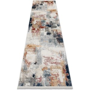 Tapis, tapis de couloir moderne DISTIN 0144B blanc / rose / poudre - Abstraction, vintage, franges multicolour 80x250 cm