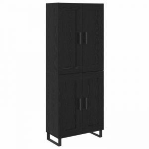 VidaXL Buffet haut moderne - Ch&ecirc;ne noir - 695x34x180 cm - Bois ding&eacute;nierie - 4 portes - Poign&eacute;es en m&eacute;tal