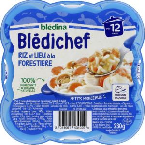 Image de Blédina Bledichef 230g riz et lieu à la forestière dès 12 mois