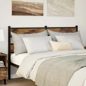 VidaXL Tête de lit chêne fumé 160 cm fer et bois d'ingénierie Smoked oak