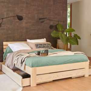 Drap housse matelas tr&egrave;s &eacute;pais percale bio Elise CAMIF C&eacute;ladon 140 x 200 cm