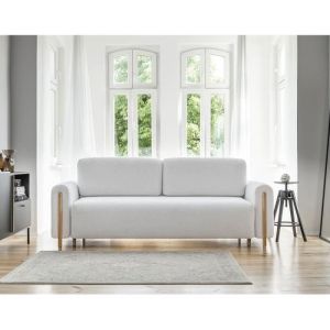 Glendale - canap&eacute; droit 3 places - convertible avec coffre - en tissu bouclette - Blanc