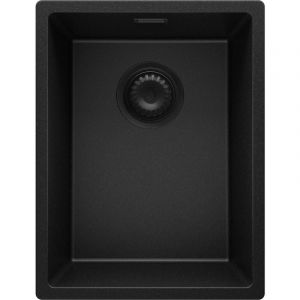 Primagran - Evier Cuisine 36 x 47 cm Evier en Granit 1 bac + Siphon Classique, Lavabo Cuisine de Tout Noir