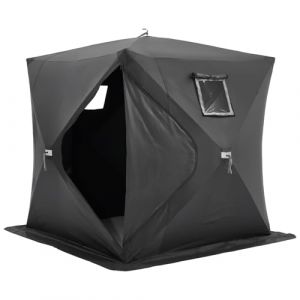 VEVOR Abri de P&ecirc;che sur Glace, 2,3 x 2,3 x 2 m, Tente de P&ecirc;che Escamotable Portable pour 3 &agrave; 4 Personnes, Tissu Oxford 300D &Eacute;tanche, avec Ancres, Cordes, Sac de Transport, pour P&ecirc;che Hivernale, Noir
