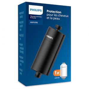 Philips Filtre de douche Water, 50 000 L, NOIR, réduit le chlore jusqu’à 99%, s’installe facilement, compatible tuyaux et robinets standard