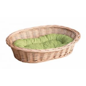 Panier en osier pour chiens, chats et autres animaux, moelleux, transat, panier avec oreiller, 4 places, k70 - vert olive