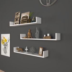 Lot de 3 &eacute;tag&egrave;res murales H&ouml;gan&auml;s 12 x 90 x 15 cm blanc [en.casa]