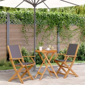 VidaXL Ensemble de bistro 3 pcs anthracite tissu et bois massif, ensemble de bistro de jardin, ensemble de balcon, ensemble de meubles d'ext&eacute;rieur
