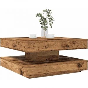 VidaXL Table basse rotative à 360 degrés vieux bois 70x70x34,5 cm