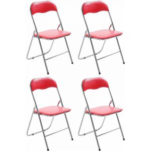 CLP Lot de 4 Chaises pliables Felix rouge/argent