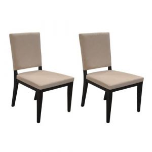 Altobuy - manta - Lot de 2 Chaises Su&eacute;dine Taupe et Bois Gris Anthracite