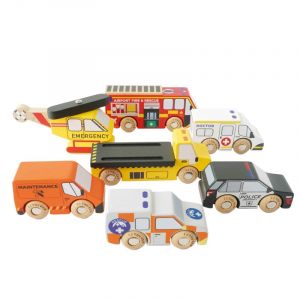 Le Toy Van Set De V&eacute;hicules Et H&eacute;licopt&egrave;re De Sauvetage - 7 Pi&egrave;ces