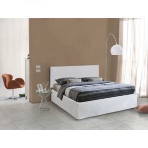 Talamo Italia - Lit double Clementina, Tête de lit en similicuir avec base orthopédique et cantonnière, 100% Made in Italy, convient pour un matelas