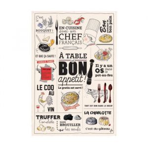 Torchons & Bouchons Torchon Cuisine Fran&ccedil;aise 48 X 72 ECRU