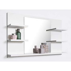 Image de Miroir de Salle de Bain avec étagères Blanc Miroir Miroir Mural Miroir Salle de Bain