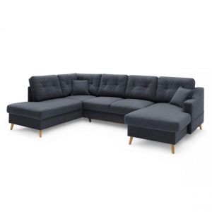 Bobochic Canap&eacute; d'angle panoramique convertible avec coffre Sweden Gris anthracite Angle droit