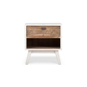 Décoration d'Autrefois Table De Chevet 1 Tiroir Bois Blanc 50x40x55cm