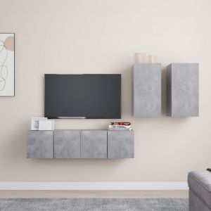 Image de VidaXL Ensemble de meuble TV 4 pcs Gris béton Aggloméré