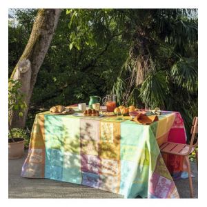 Garnier Thiebaut Nappe jacquard pur coton Mille vegetaux Multicolore Garnier-thiebaut - Couleur Multicolore - Taille 180 x 300 cm