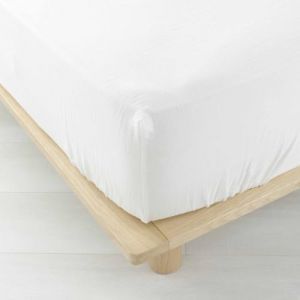 Drap Housse (140 x 190 cm) Angelia Blanc, Gaze de Coton