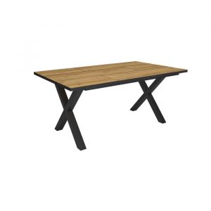 Table à manger effet bois de chêne et noir 167x90x74cm