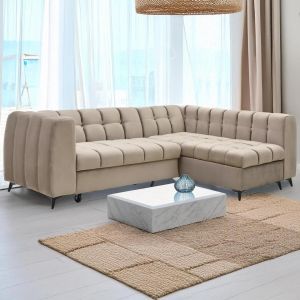 Canapé d'angle convertible Chessy Velours Taupe