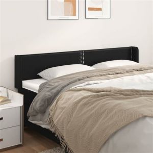 VidaXL Tête de Lit avec Oreilles Meuble de Chambre à Coucher Accessoire de Lit Double Tête de Cadre de Lit Intérieur Noir 163x16x78/88 cm Similicuir