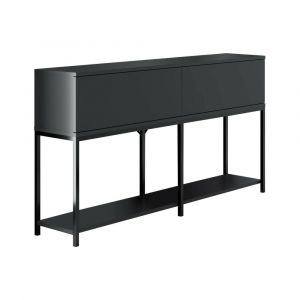 Dmora - Buffet Djimsit, Buffet du salon, Commode de salon, Garde-manger de cuisine, 150x30h80 cm, Anthracite et Noir