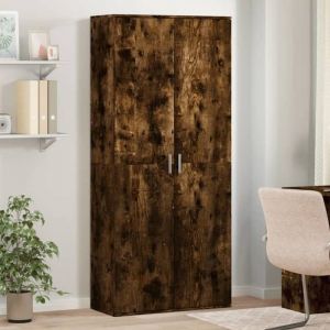 VidaXL Buffet haut ch&ecirc;ne fum&eacute; 80x35x180 cm bois d'ing&eacute;nierie