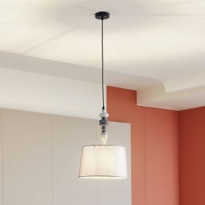 Lindby Haldorin suspension avec abat-jour en tissu