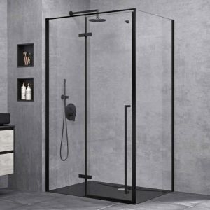 Sogood Cabine de Douche Transparent Noir avec Porte Pivotante Paroi de Douche Verre de S&eacute;curit&eacute; Nano Ravenna64 80x120x195cm - Transparent
