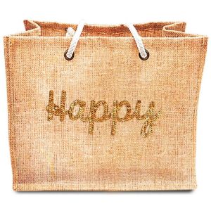 Ruedelafete Sac Jute sequins HAPPY