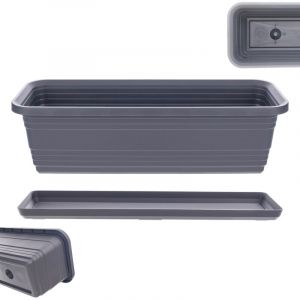 Kadax - Pot de Fleurs Balcon Pot de Fleur 50cm + Support Anthracite