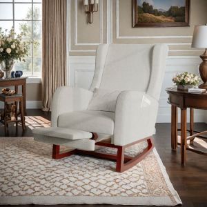 Fauteuil &agrave; bascule - TANANT - Gris - 67x64x99 cm - Oreiller lombaire r&eacute;glable - Repose-jambes r&eacute;tractable