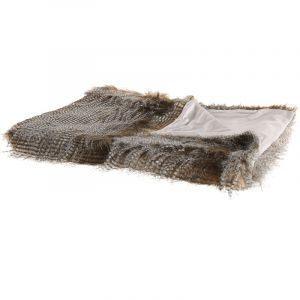 Beliani Plaid marron foncé et blanc 150 x 200 cm ASDAD