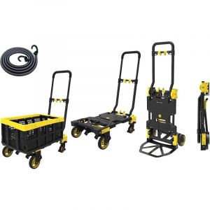 Chariot de transport manuel pliable Hytama 2 en 1, transporte jusqu'a' 137 kg en mode plateforme pliante, manuel, avec poigne'e extensible et roues