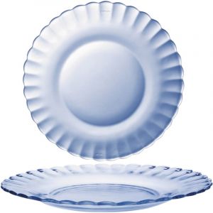 Duralex Lot de 6-Assiette à dessert ondulée en verre 20,5cm teinté bleu marine