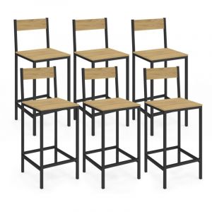 Idmarket Lot de 6 tabourets de bar detroit avec dossier chaise de cuisine design industriel