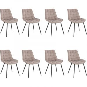 Home Deluxe - Chaise rembourrée salle à manger velours ikalo Couleur : Marron clair, Quantité : 8