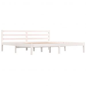 VidaXL Cadre de lit Bois de pin massif 180x200 cm Blanc Super King