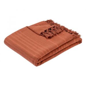 Atmosphera Jet&eacute; de lit Anjali 220x160 terracotta en coton cr&eacute;ateur d'int&eacute;rieur