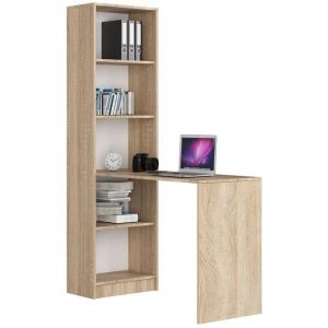 Ensemble bureau avec bibliothèque AKORD SMART Chêne Sonoma 125 cm façade Chêne Sonoma 5 étagères 125x50x180 cm